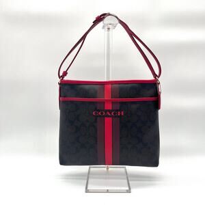 COACH Signature Leather Racing Stripe, Shoulder Bag
